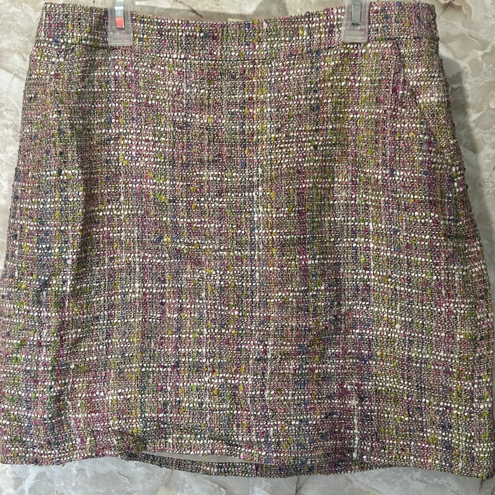J. Crew Tweed Mini Skirt Size 6 Multicolor Cotton Blend Career Party